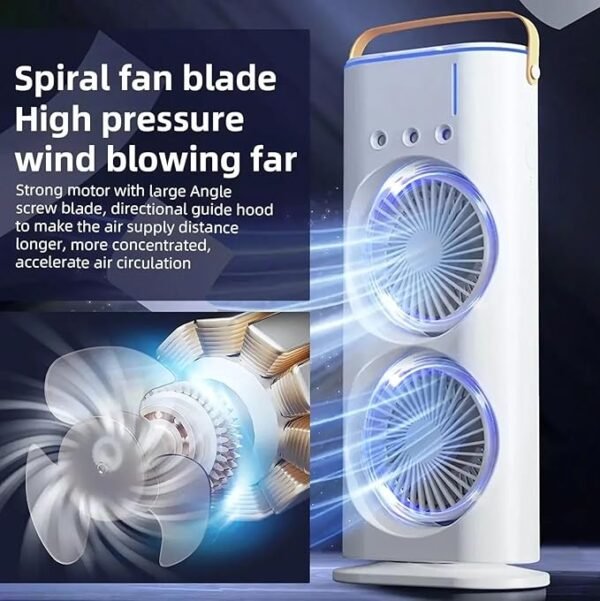 Double Head Rechargeable Remote Control Spray Cooling Fan.