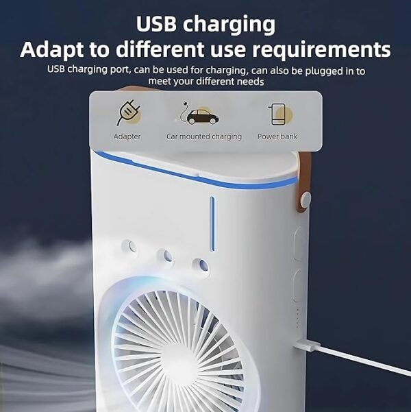Double Head Rechargeable Remote Control Spray Cooling Fan. - Image 2