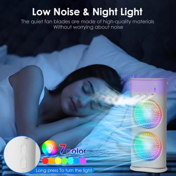 Double Head Rechargeable Remote Control Spray Cooling Fan. - Image 5