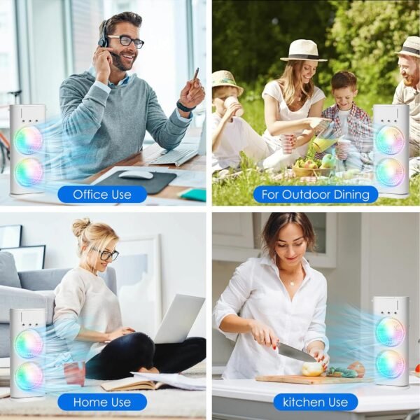 Double Head Rechargeable Remote Control Spray Cooling Fan. - Image 6